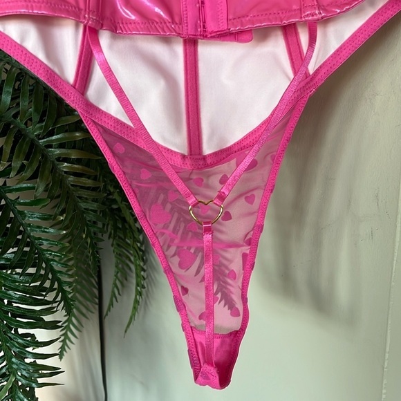 Brand New Flocked Heart Stretch Mesh & Stretch
Vinyl Halter Teddy Pink Peony - Picture 10 of 16